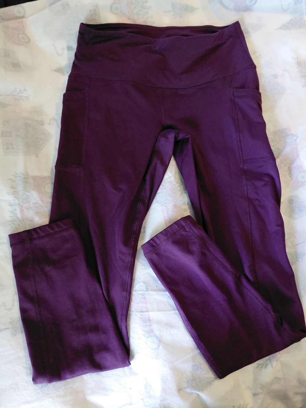 90 Degree By Reflex Deep Plum High-Rise Leggings with Side Pockets